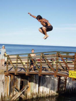 Jumping off Basin Head Bridge